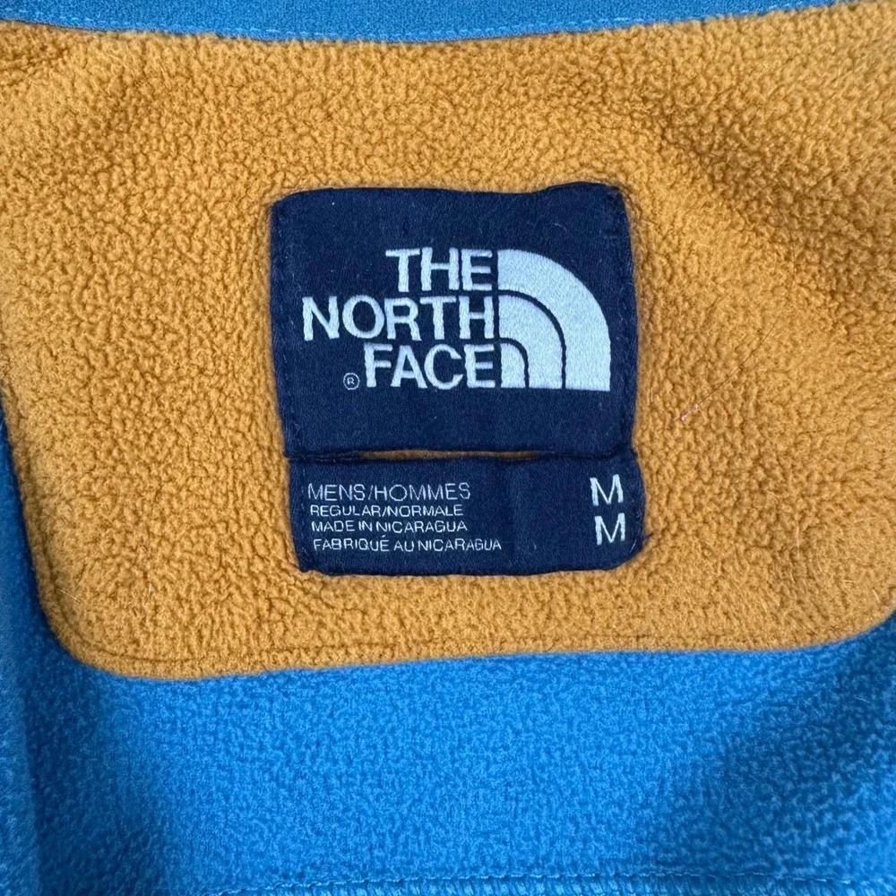 The North Face Denali Fleece Jacket Mens Medium Blue Yellow Colorblock Zip Up